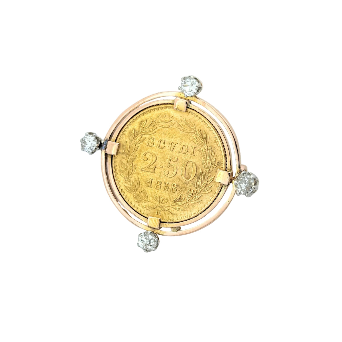 Broche en or jaune Médaille Pape diamants