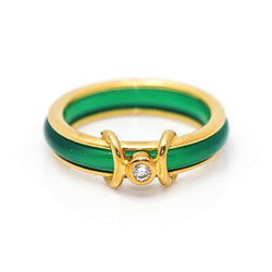 Bague en or avec agate et diamant. Deuxième main