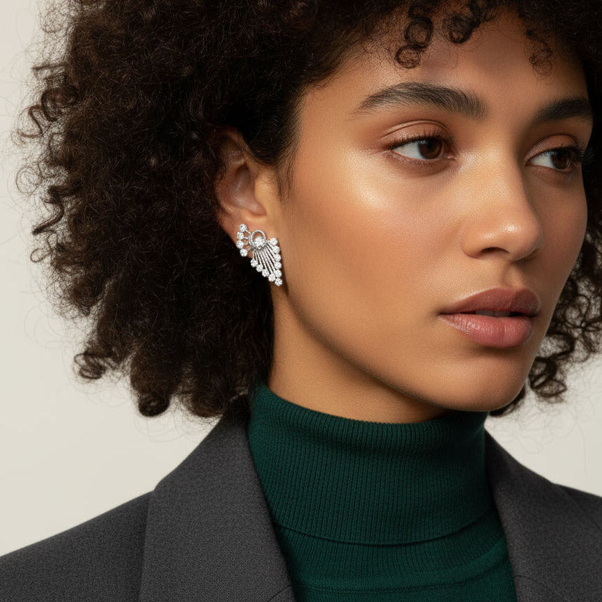 Boucles d’oreilles or blanc et Diamants