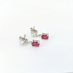 Boucles d'oreilles or blanc diamants et rubis