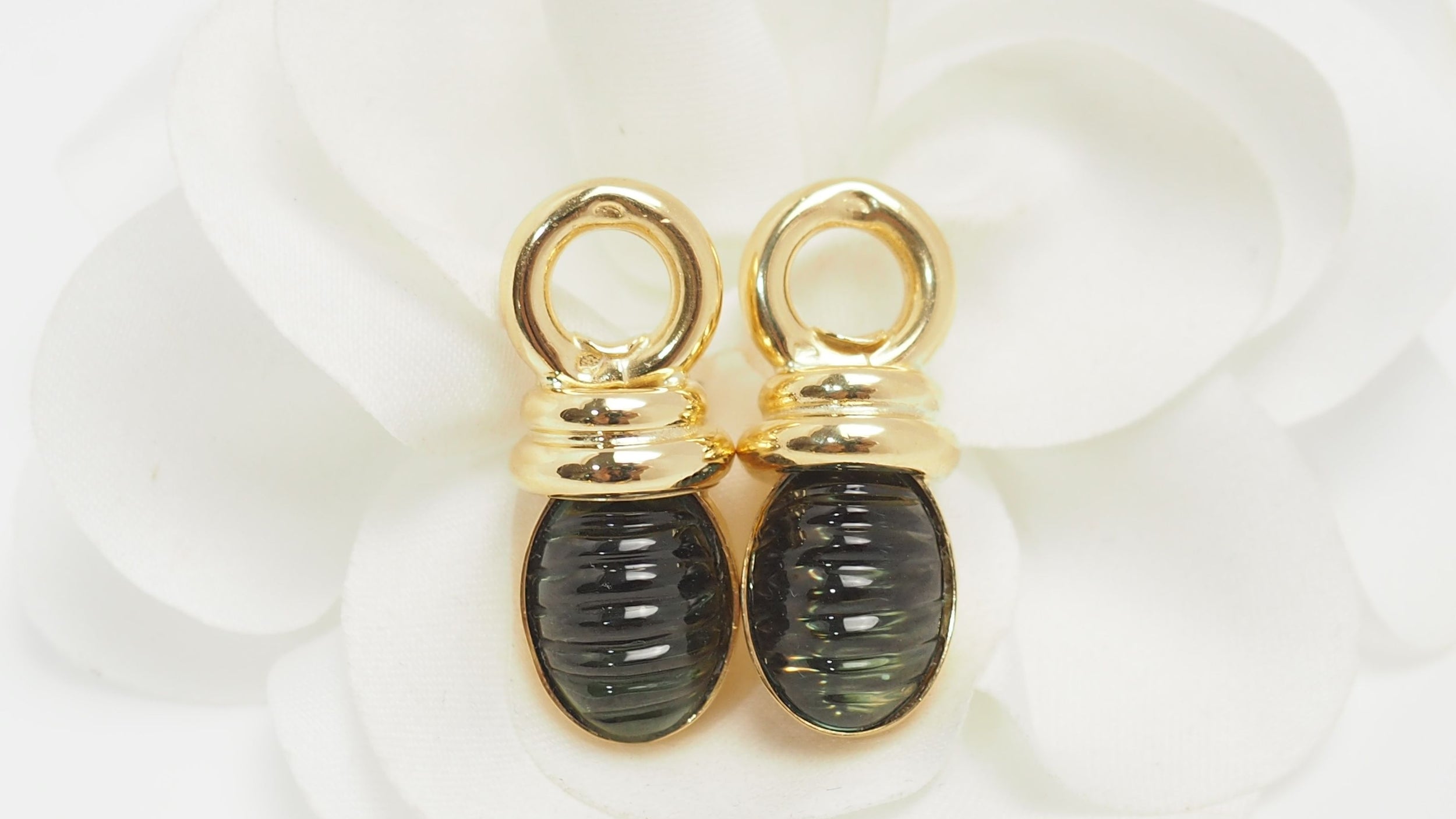 Yellow gold and tourmaline earrings 