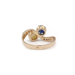 Bague Toi & Moi - Or, saphir et perle