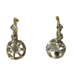 Boucles d’oreilles Dormeuses en or jaune, platine et diamants