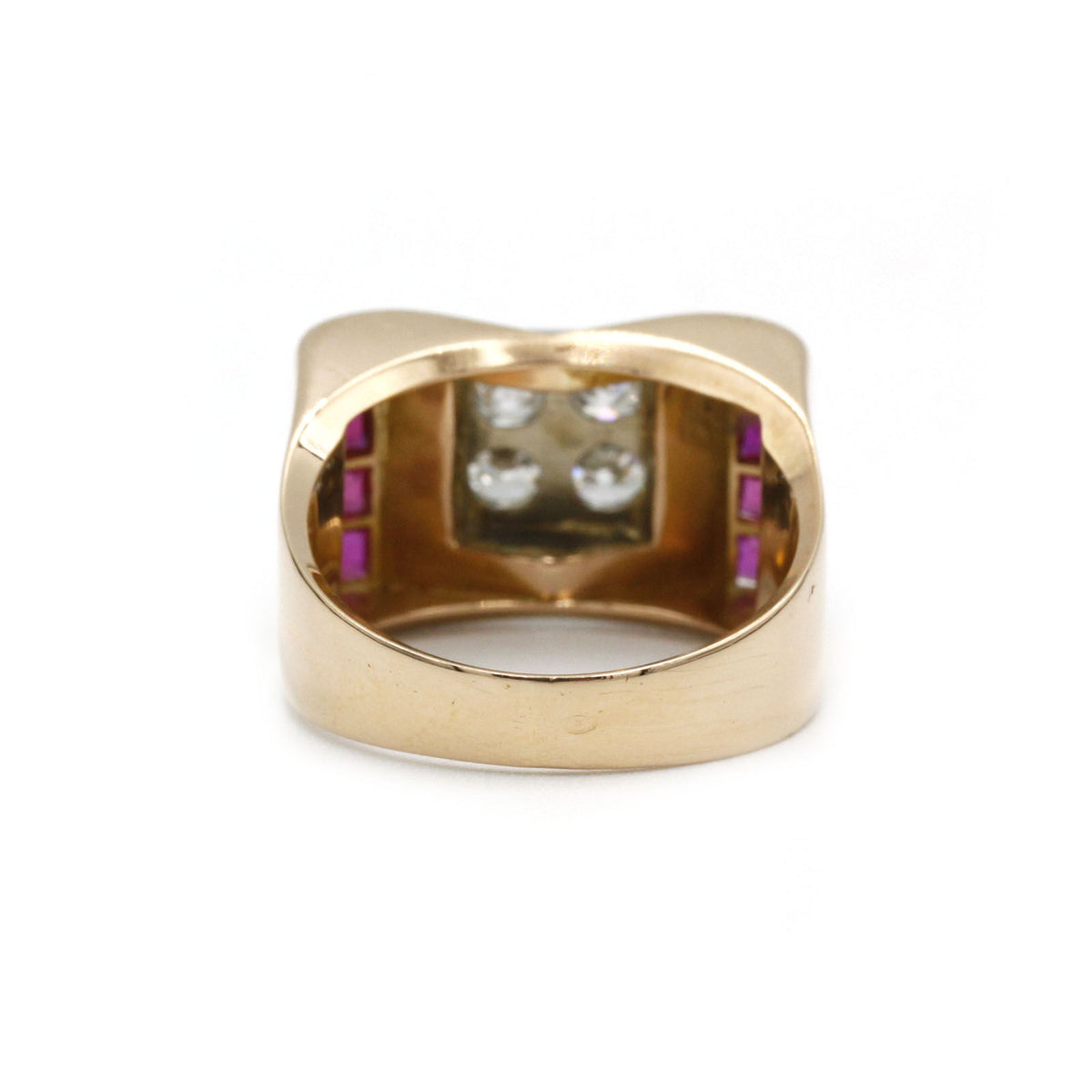 Ring TANK - Gold, diamonds and rubies