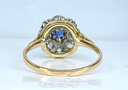 Bague marguerite en or 18 carats, saphir et diamants