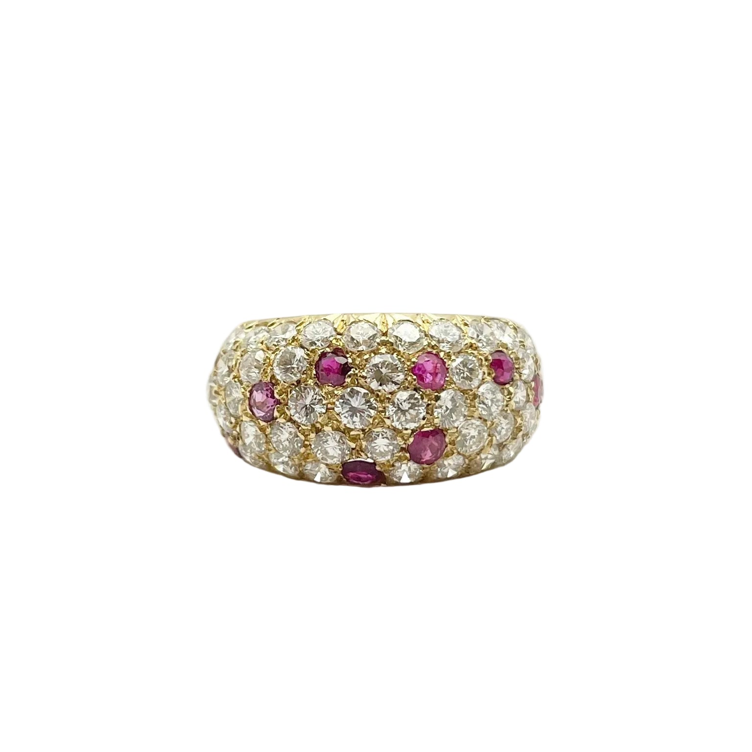 Bague Jonc en or jaune, rubis et diamants