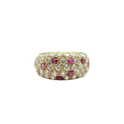 Bague Jonc en or jaune, rubis et diamants