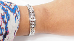 Bracelet rivière ancien en or blanc et diamants