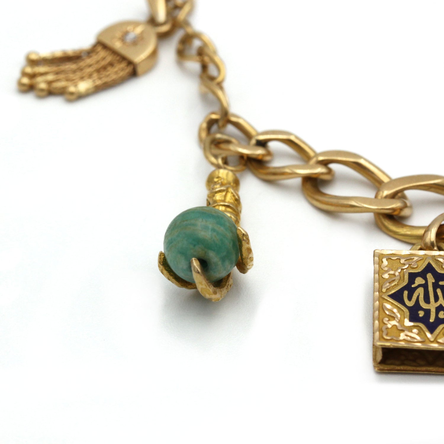 Bracelet Charms - Or, Diamants, Résine & Amazonite