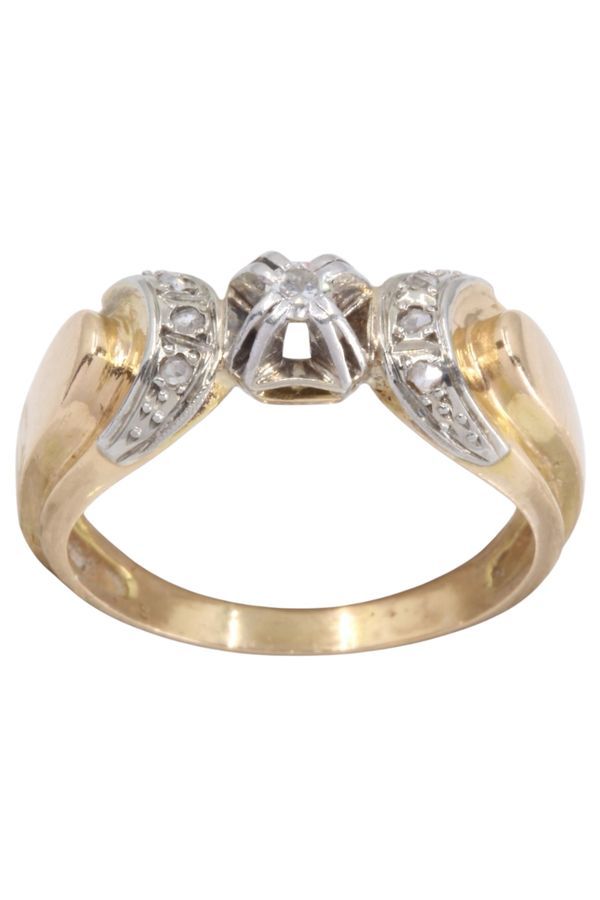 bague ancienne diamants en or jaune et blanc