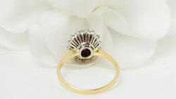 Entourage E Ring in Yellow Gold, Ruby and Diamonds