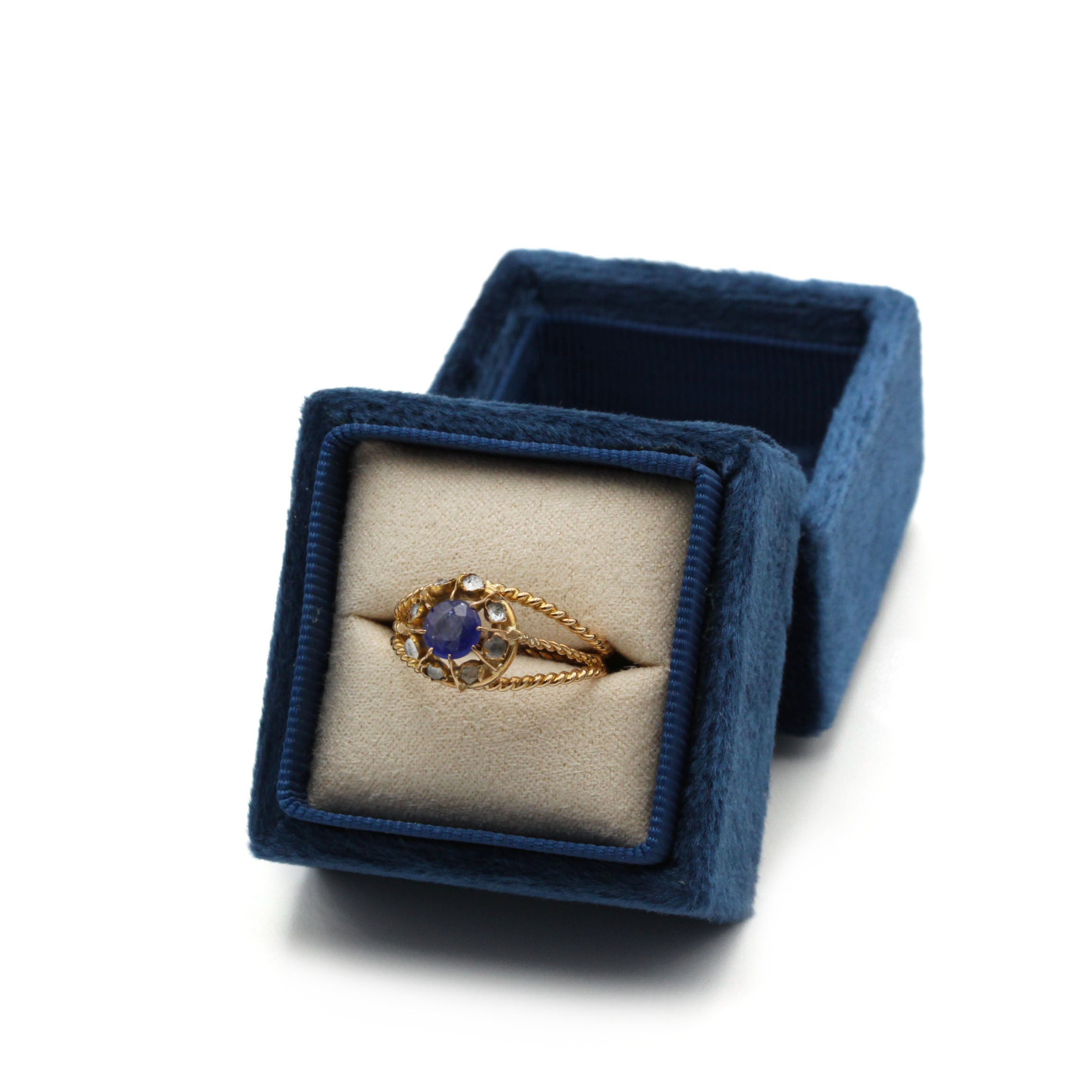 Ring Garter in yellow gold, sapphire and diamonds