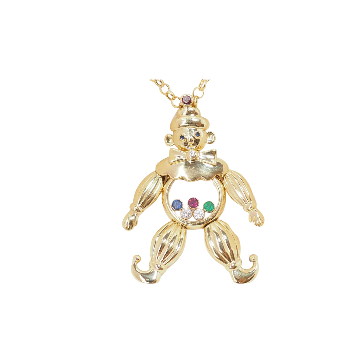 Chopard Happy Clown pendant in yellow gold and moving diamonds 