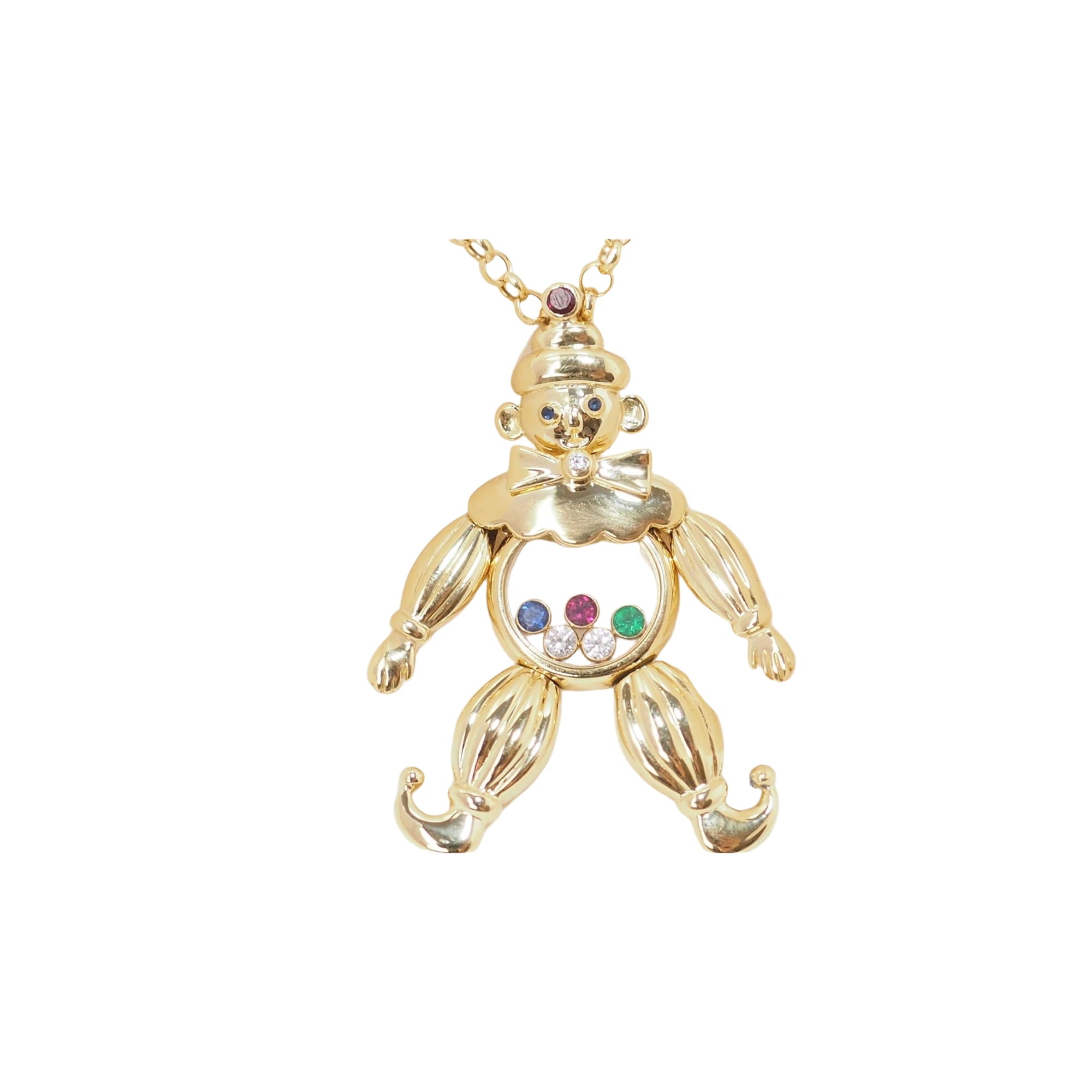 Chopard Happy Clown pendant in yellow gold and moving diamonds 