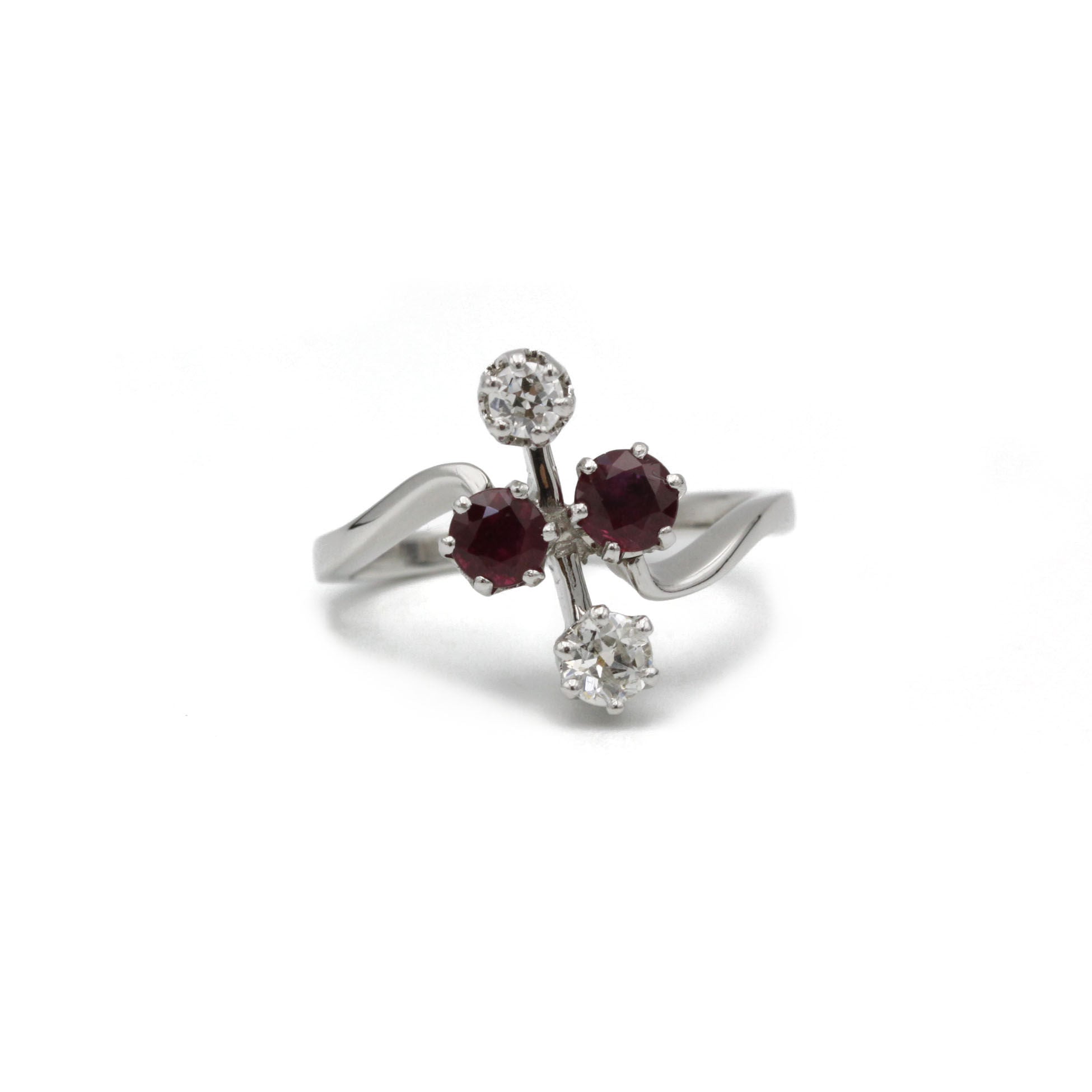 Bague - Or, Platine, Rubis & Diamants