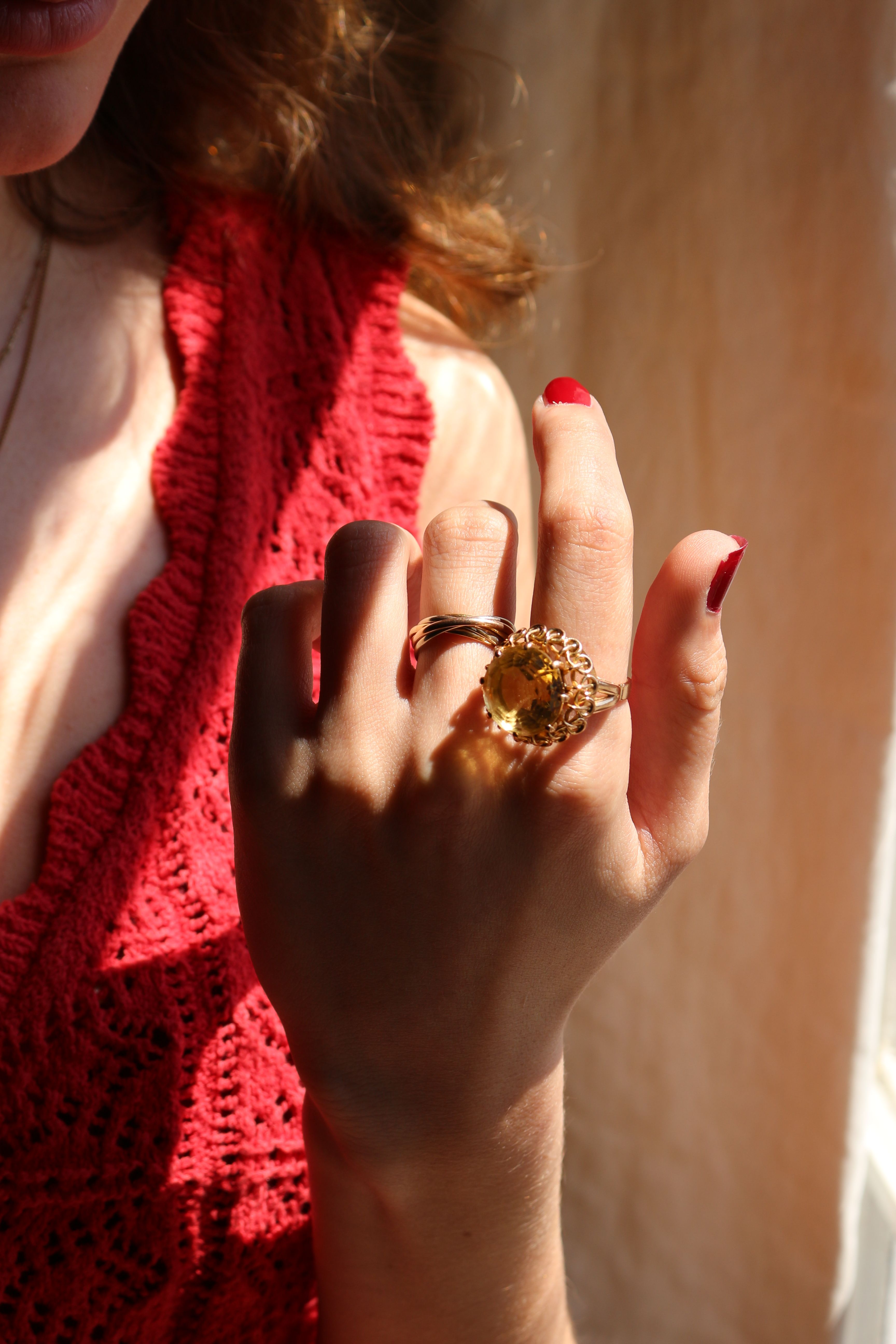 Citrine Cocktail Ring Yellow Gold