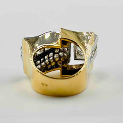 Bague tank en or rose platine et diamants