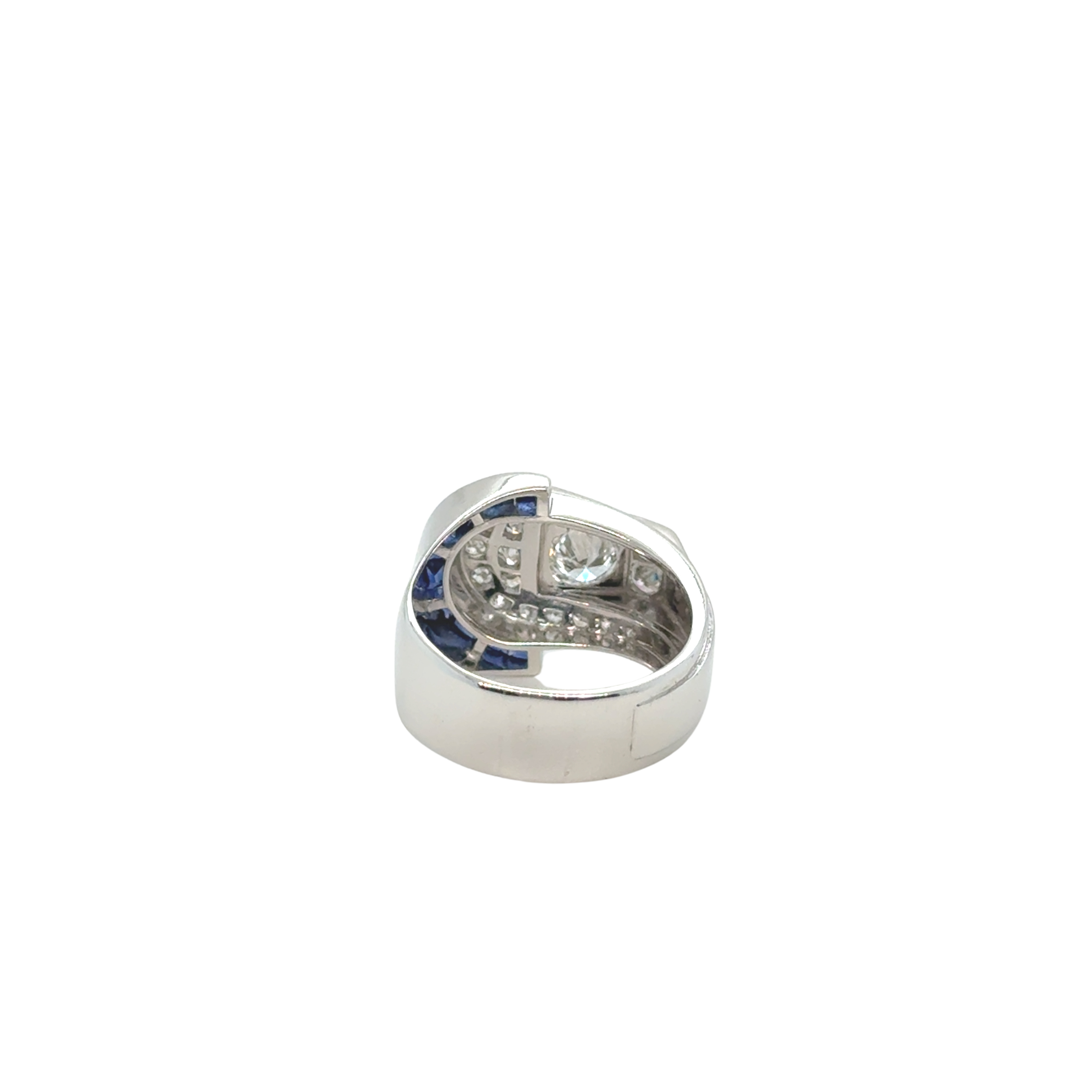 Art Déco - Bague platine - Diamants et Saphirs