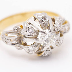 Belle Époque ring in gold, platinum and diamonds. Second hand