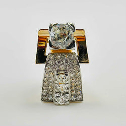 Bague tank en or rose platine et diamants