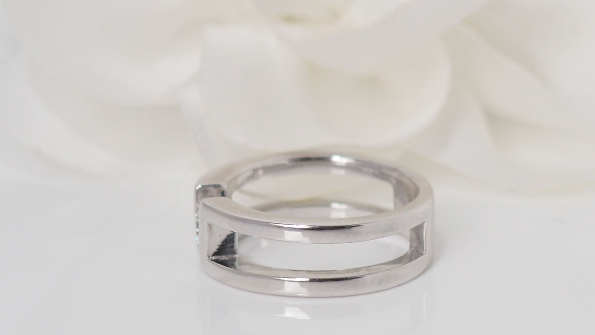 White gold and diamond ring