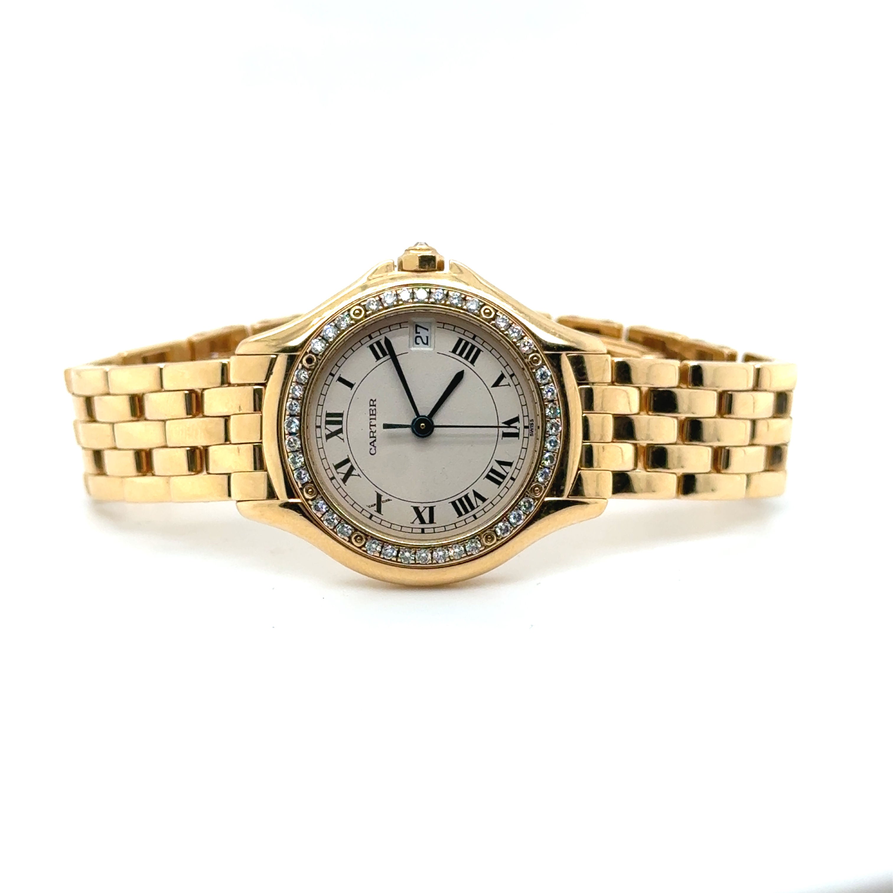 Watch CARTIER "Cougar" in yellow gold, steel, quartz and diamonds