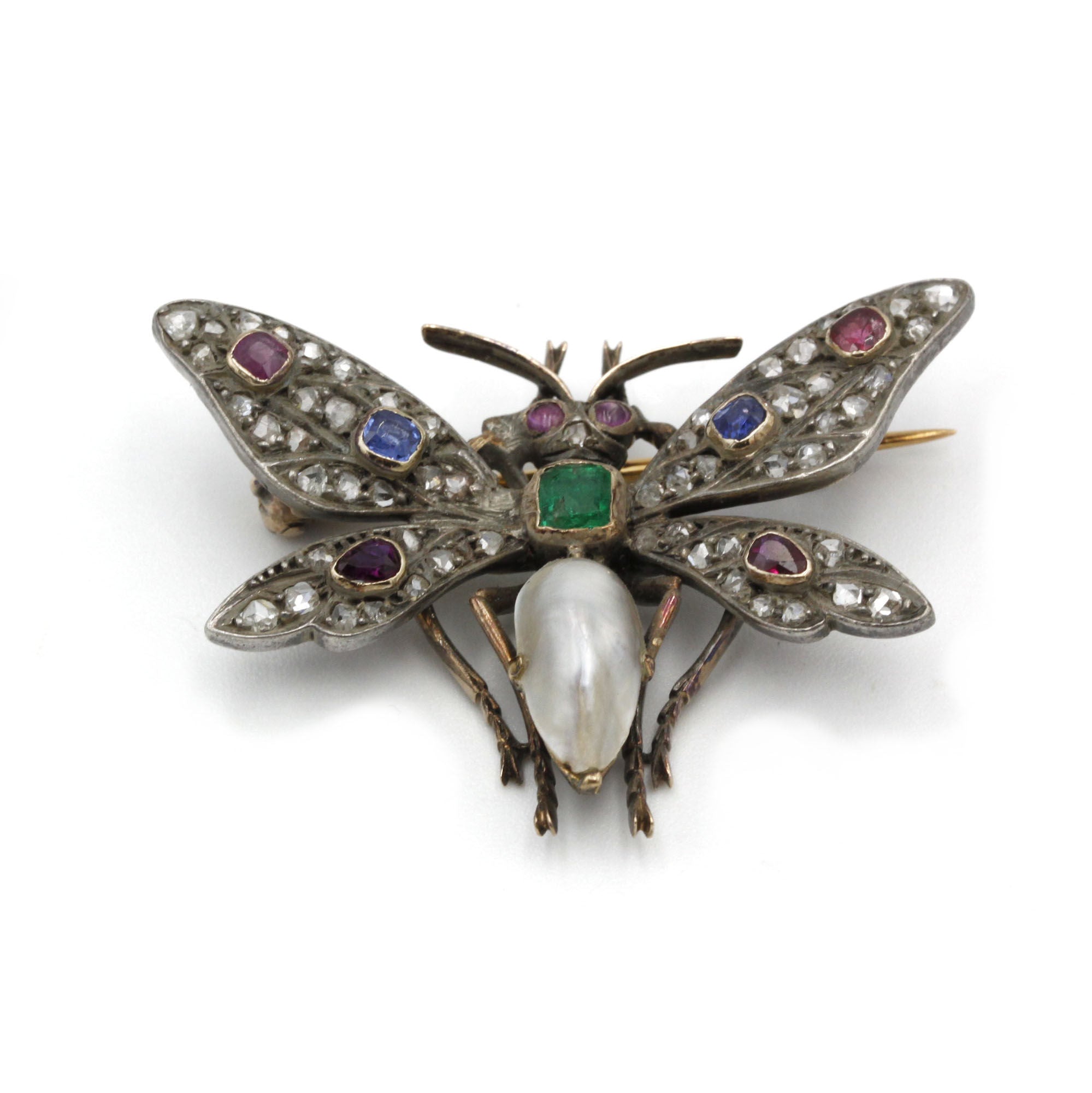 Broche Libellule - Or & Pierres précieuses