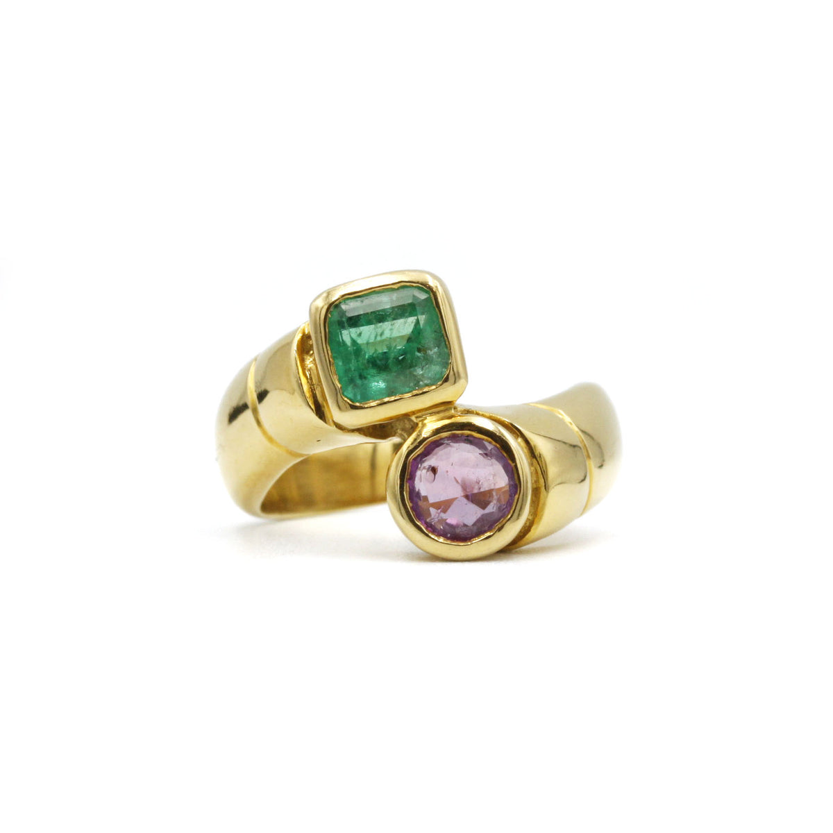 Bague - Or, émeraude & saphir
