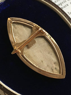 Brooch old gold shuttle and silver