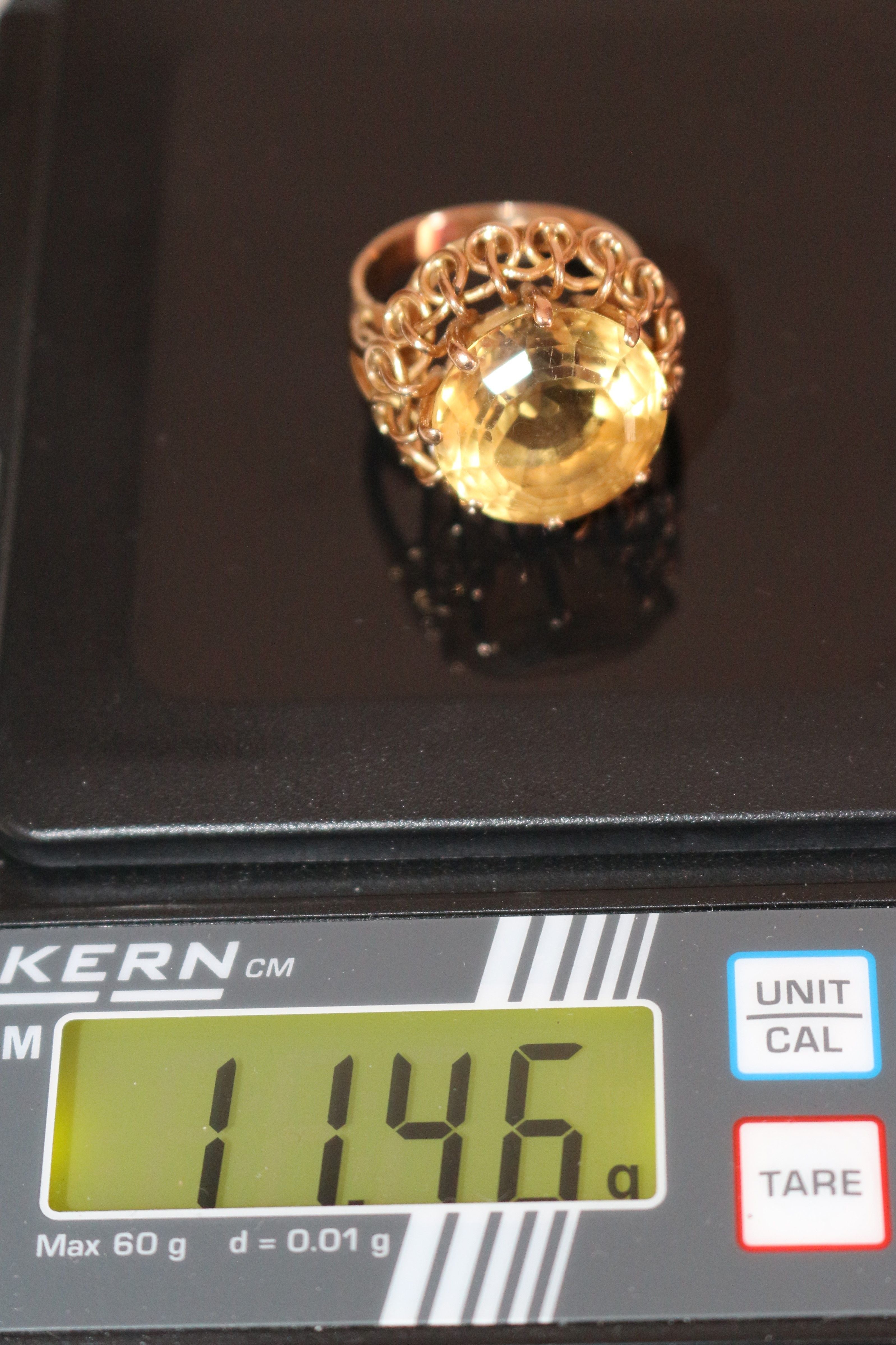 Citrine Cocktail Ring Yellow Gold