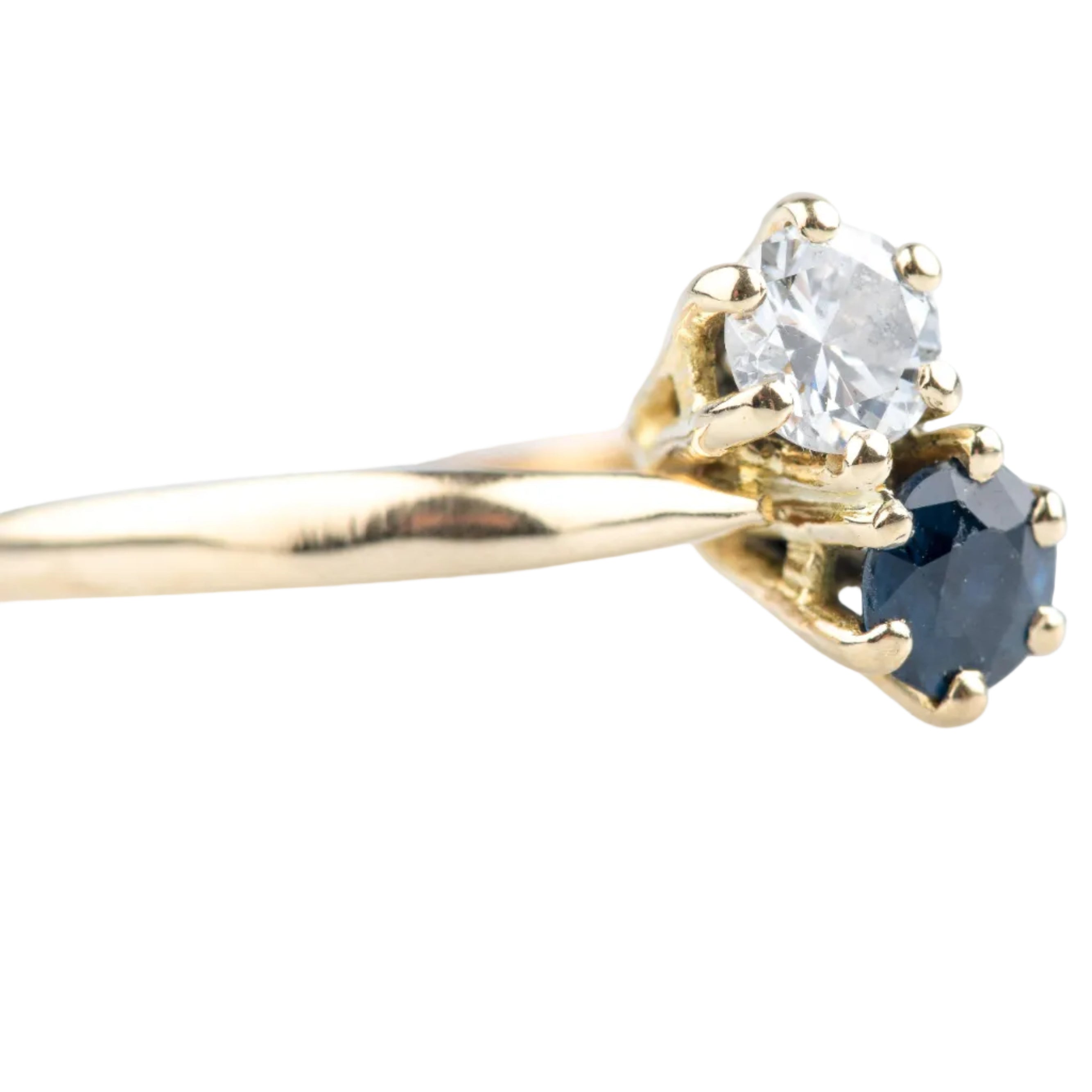 Bague Toi et moi en or jaune diamant et saphir