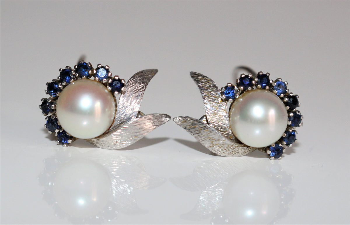 Earrings Clips Pearl And Sapphires