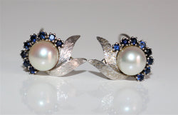 Pearl and Sapphire Earrings