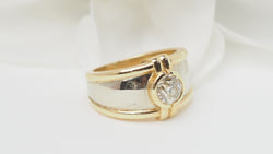 Bague jonc deux tons d'or et diamant