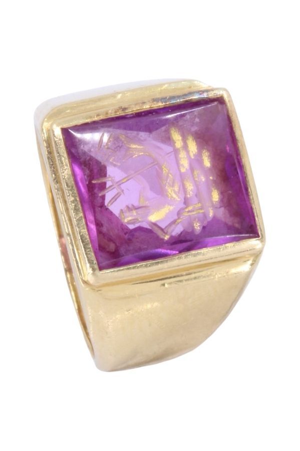 Chevalière intaille Poséidon en or jaune