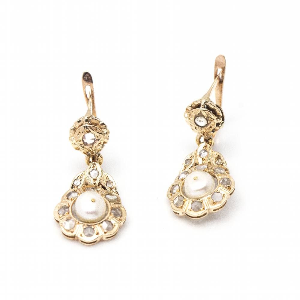 Boucles d'oreilles originales 1810 FLEUR avec diamants