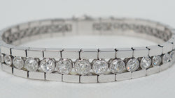 Bracelet rivière ancien en or blanc et diamants