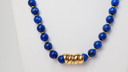 Collier De Perles de Lapis Lazuli Et Fermoir En Or