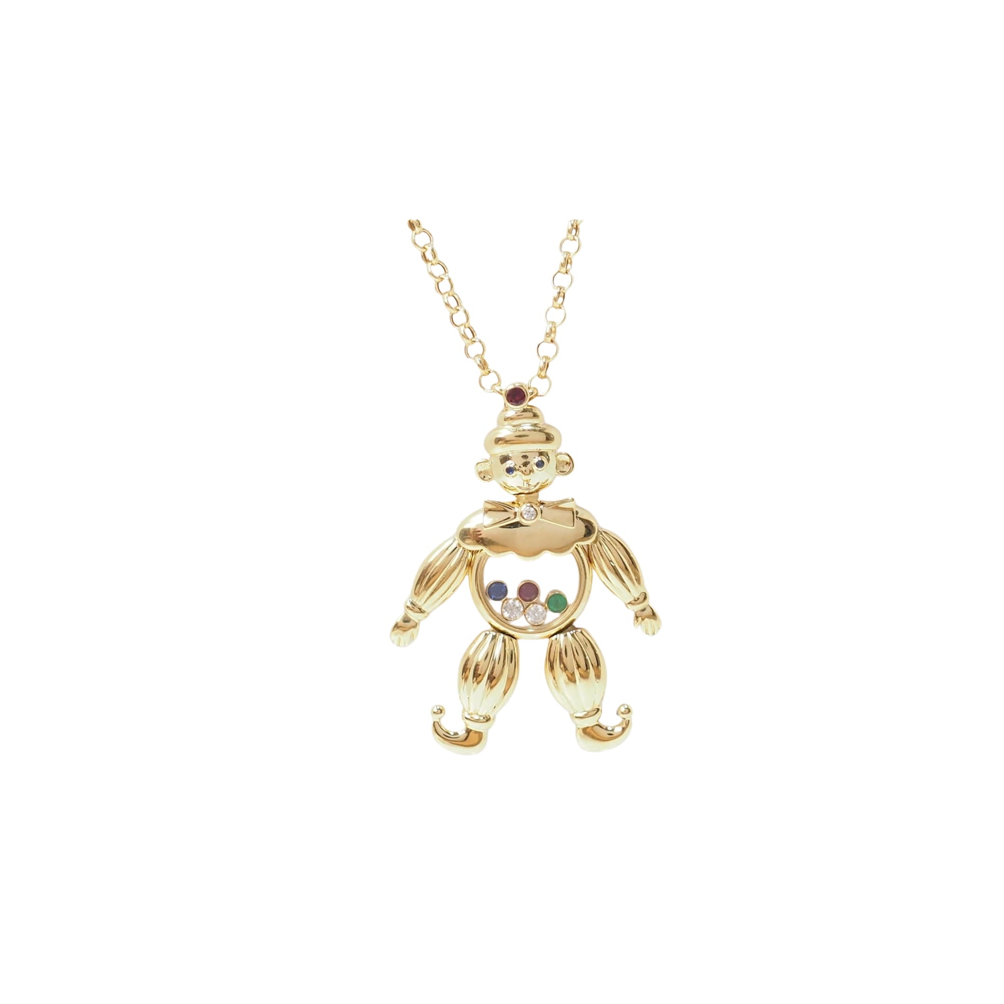 Chopard Happy Clown pendant in yellow gold and moving diamonds 