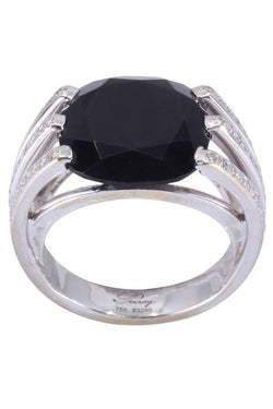 Bague POIRAY FIL onyx et diamants en or blanc