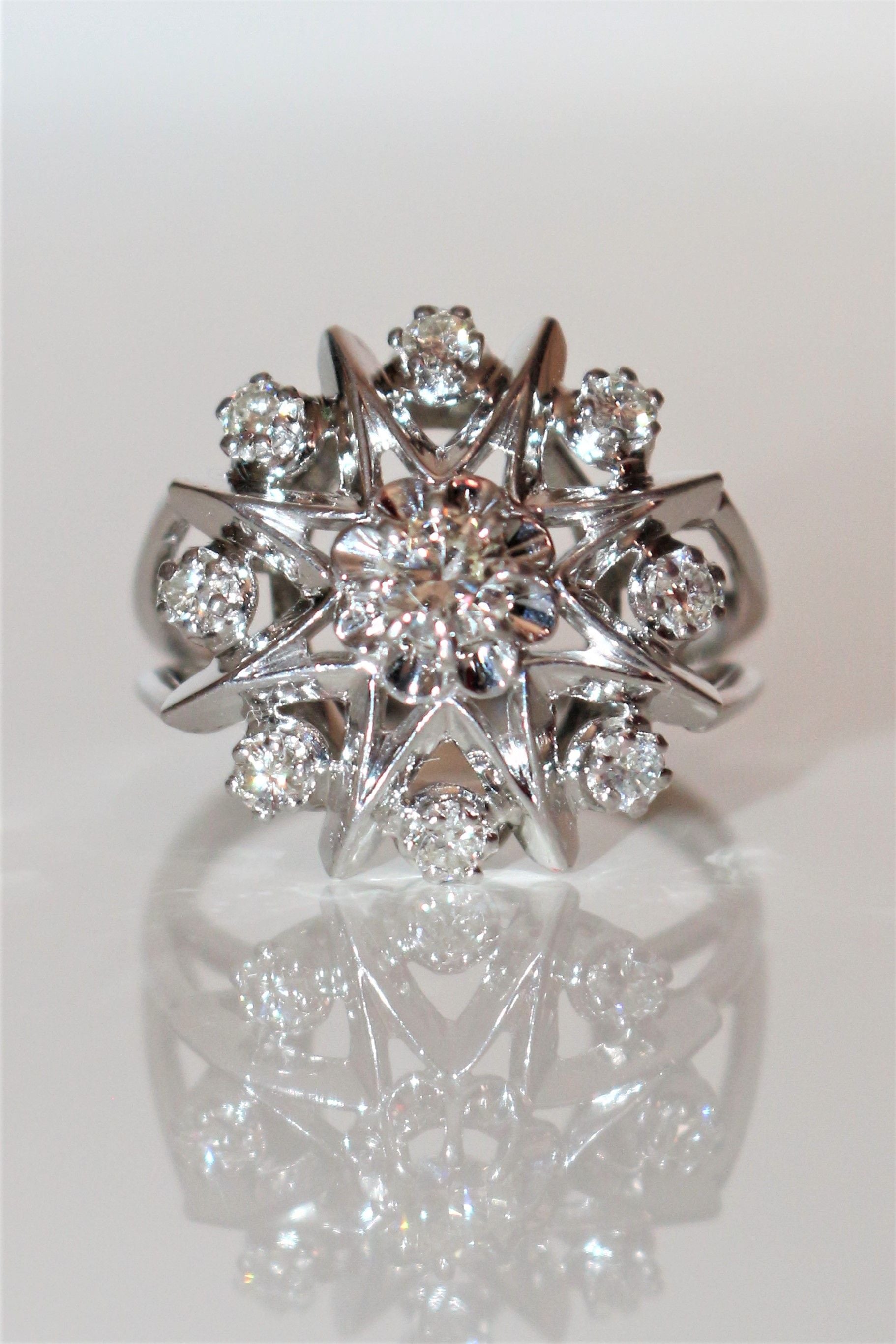 White Gold and Diamond Star Ring