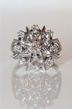 White Gold and Diamond Star Ring