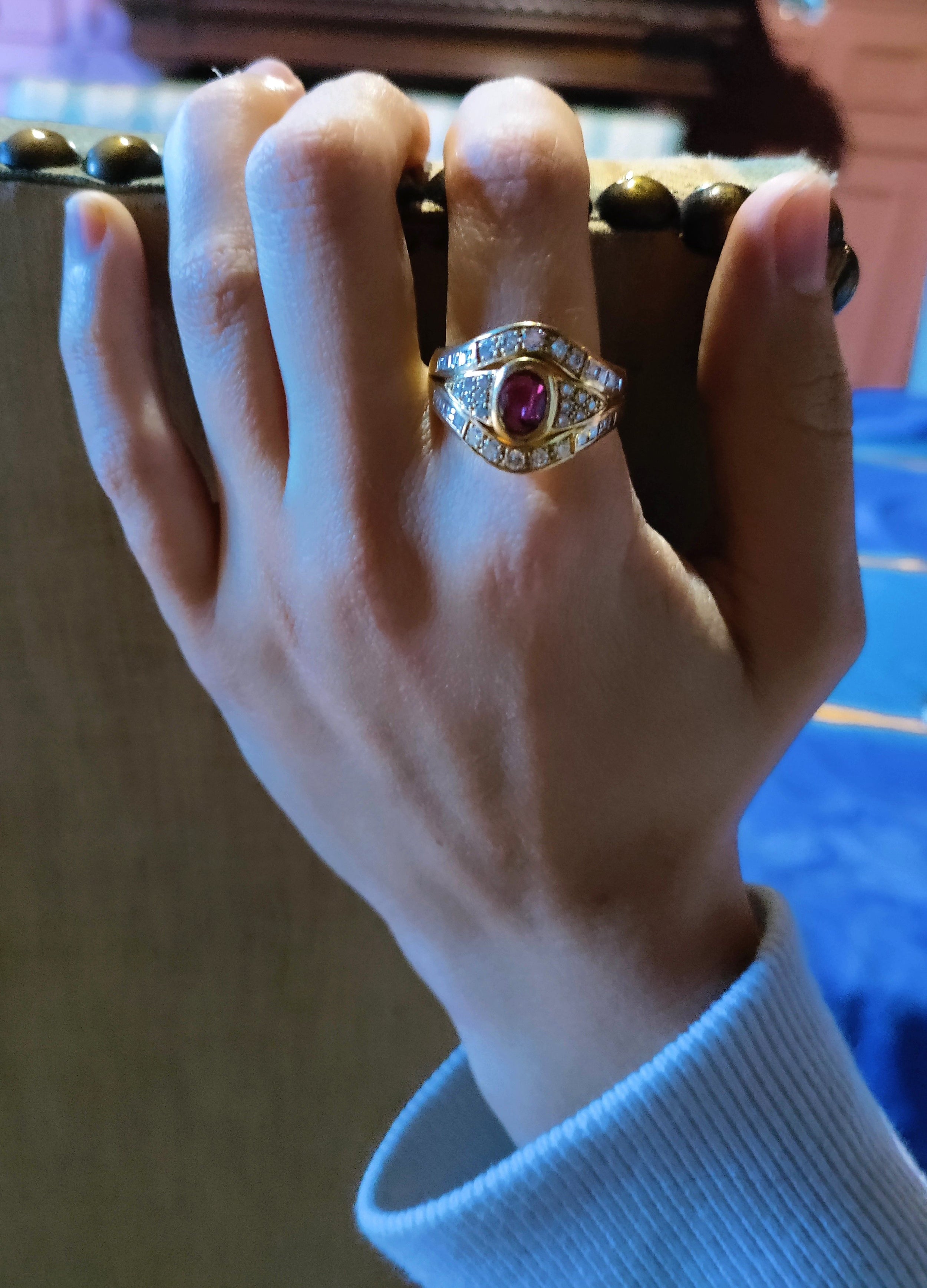 Bague Rubis Diamants Sur Or Jaune