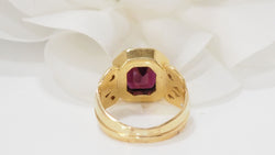 Bague En Or Jaune, Grenat Et diamants taille rose