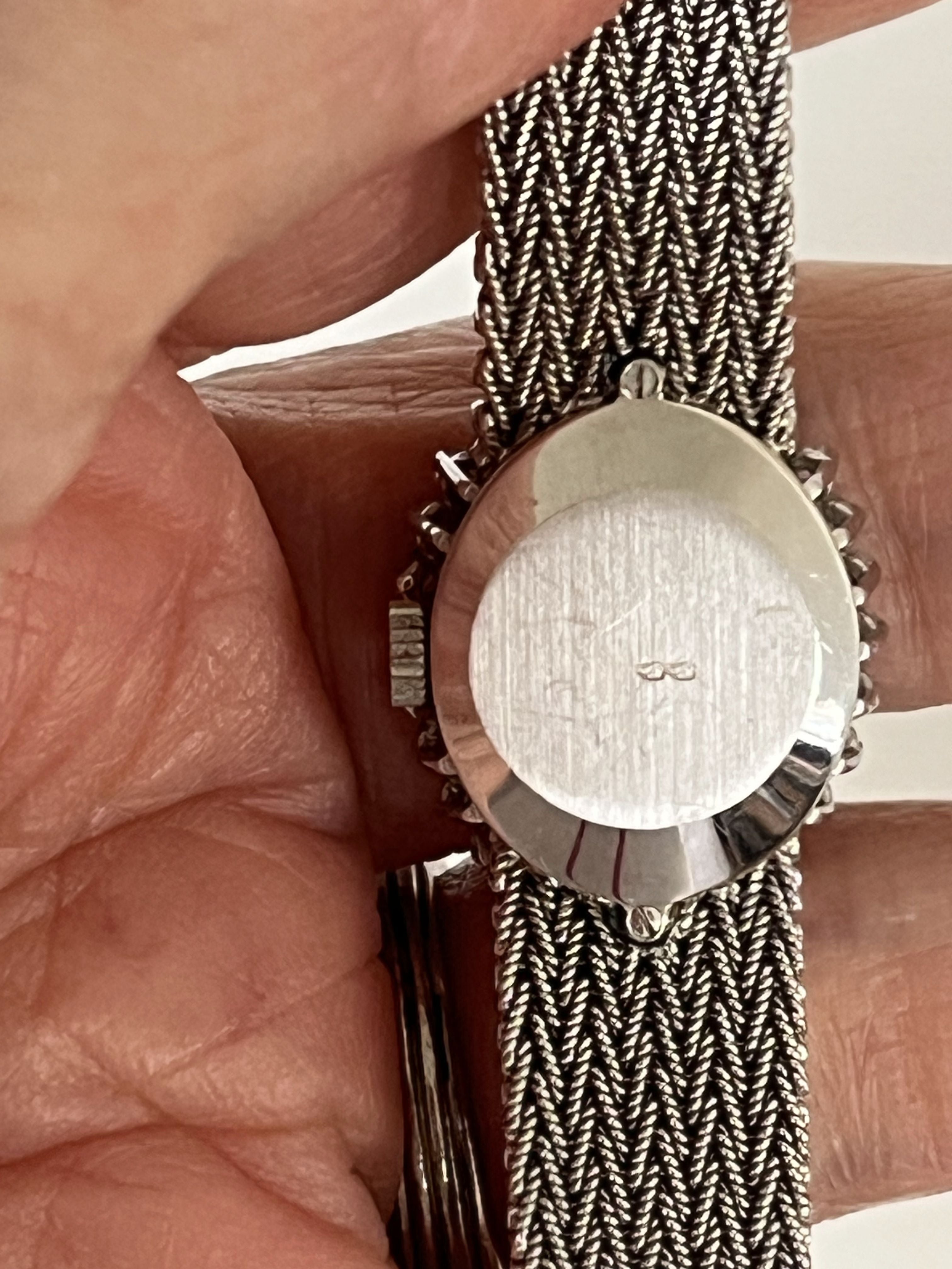 6580 - Montre dame OMEGA Or Gris Diamants Lapis Lazuli