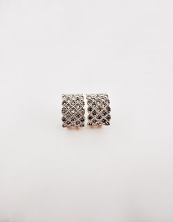 Boucles d'oreilles Pavées en or jaune et blanc et diamants