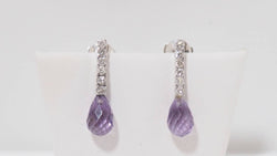 Boucles d'oreilles en or blanc, améthystes et diamants