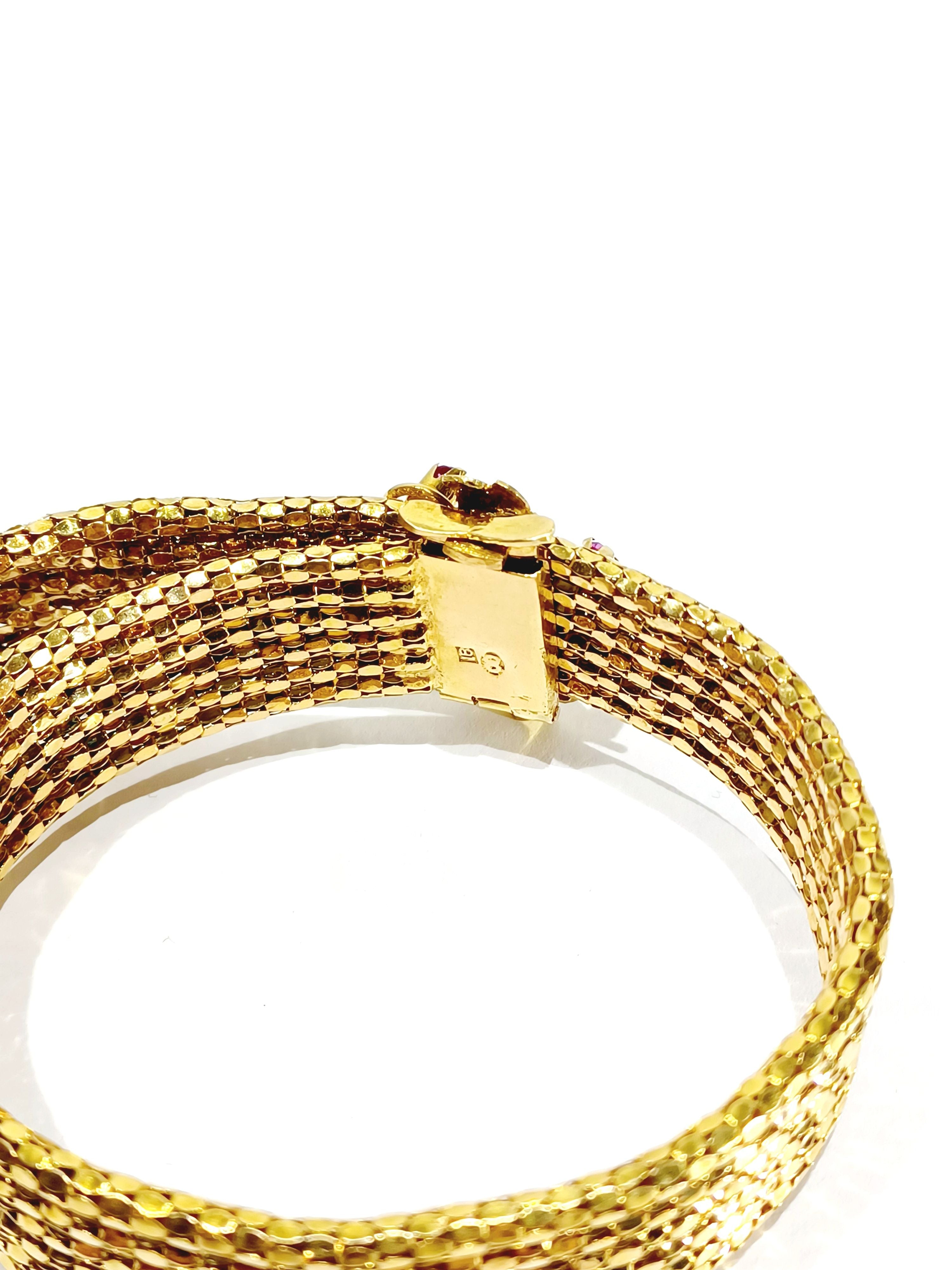 Bracelet Cuff in yellow gold and ruby