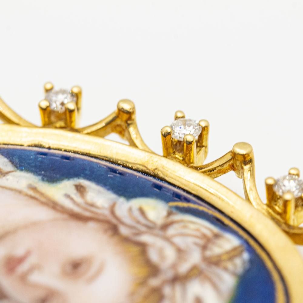 Médaille de la Vierge en émail avec diamants
