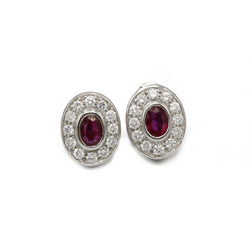 Boucles d'oreilles - Or, diamants et rubis